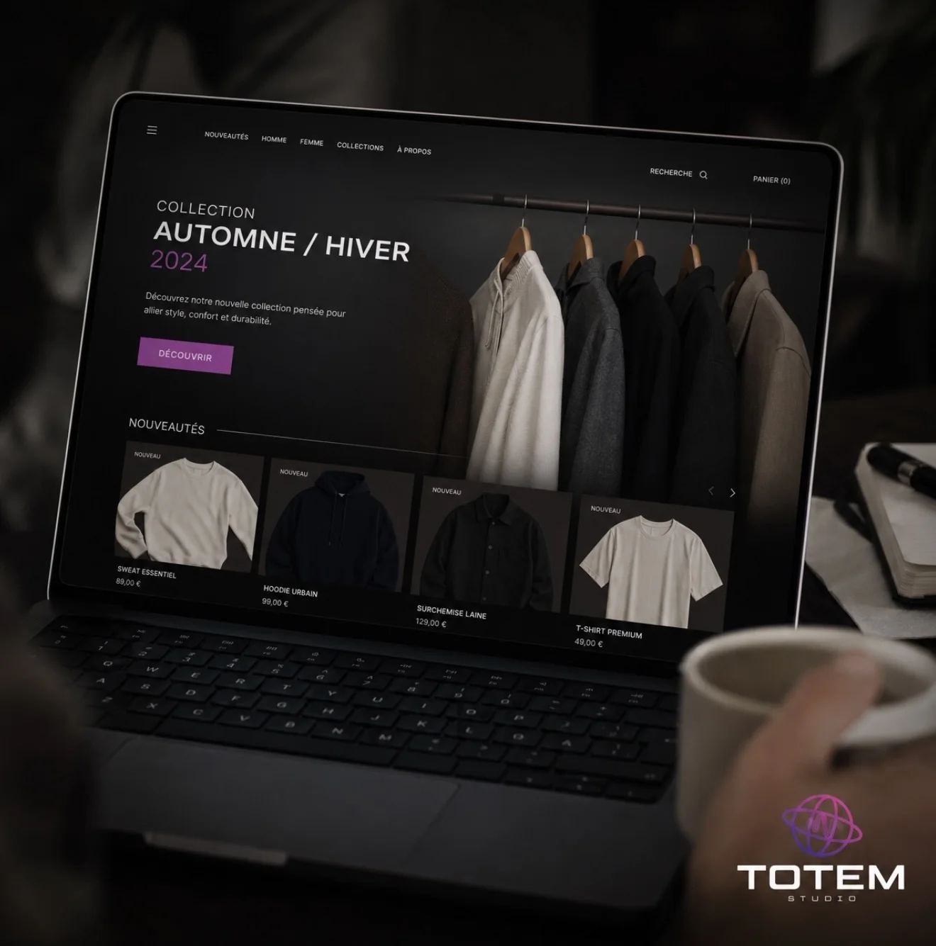 Boutique e-commerce mode haut de gamme — concept Totem Studio